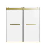 Frameless Double Sliding Soft Close Shower Door, Tempered Glass