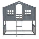 House Bunk Bed With Ladder, Wood Bed