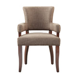Elegant Arm Dining Chair With Brass Nail Head Detailing