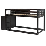 Twin Over Twin Classic Bunk Bed With 4 Drawers And 3 Shelves - Espresso
