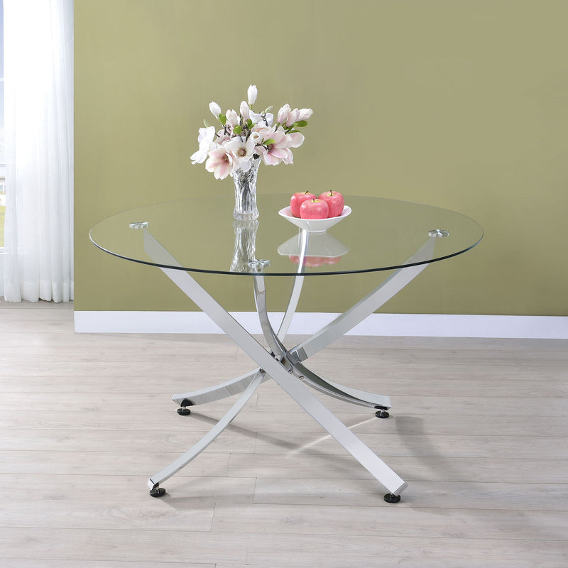 Declan - Round Top Dining Table - Chrome