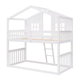 House Bunk Bed With Ladder, Wood Bed