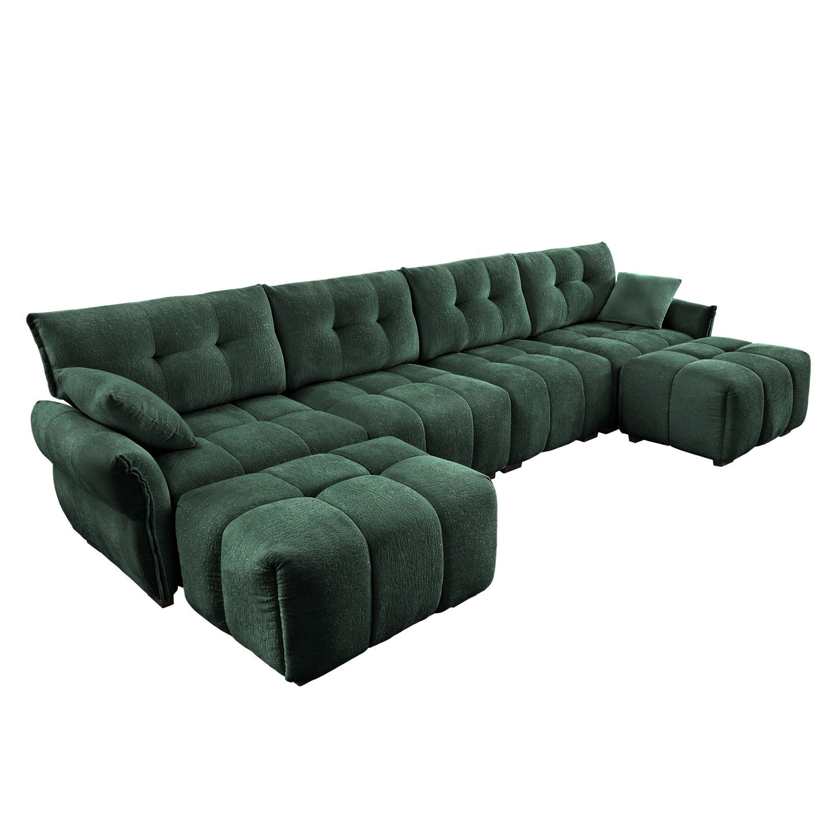 Elegant Sofa Set With Ottoman And Pillows, Textured Chenille, High Resilience Cushions