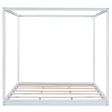 Wood Canopy Platform Bed With Support Legs And Airflow Slats