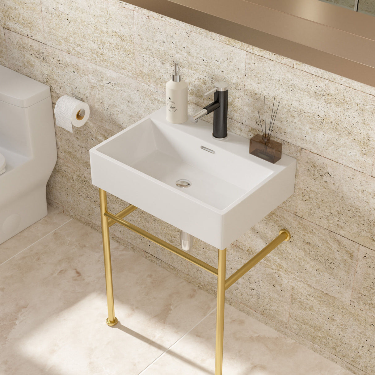 Ceramic Console Bathroom Sink With Overflow