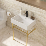 Ceramic Console Bathroom Sink With Overflow