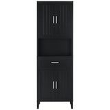 Freestanding Tall Bathroom Cabinet With Soft Close Doors And Adjustable Shelves