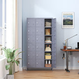 Lockers 18 Door With Lock For Employees, Storage Cabinet For Home Gym Office School Garage - Gray