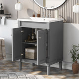 Bathroom Vanity With Top Sink, 2-Tier Modern Bathroom Storage Cabinet