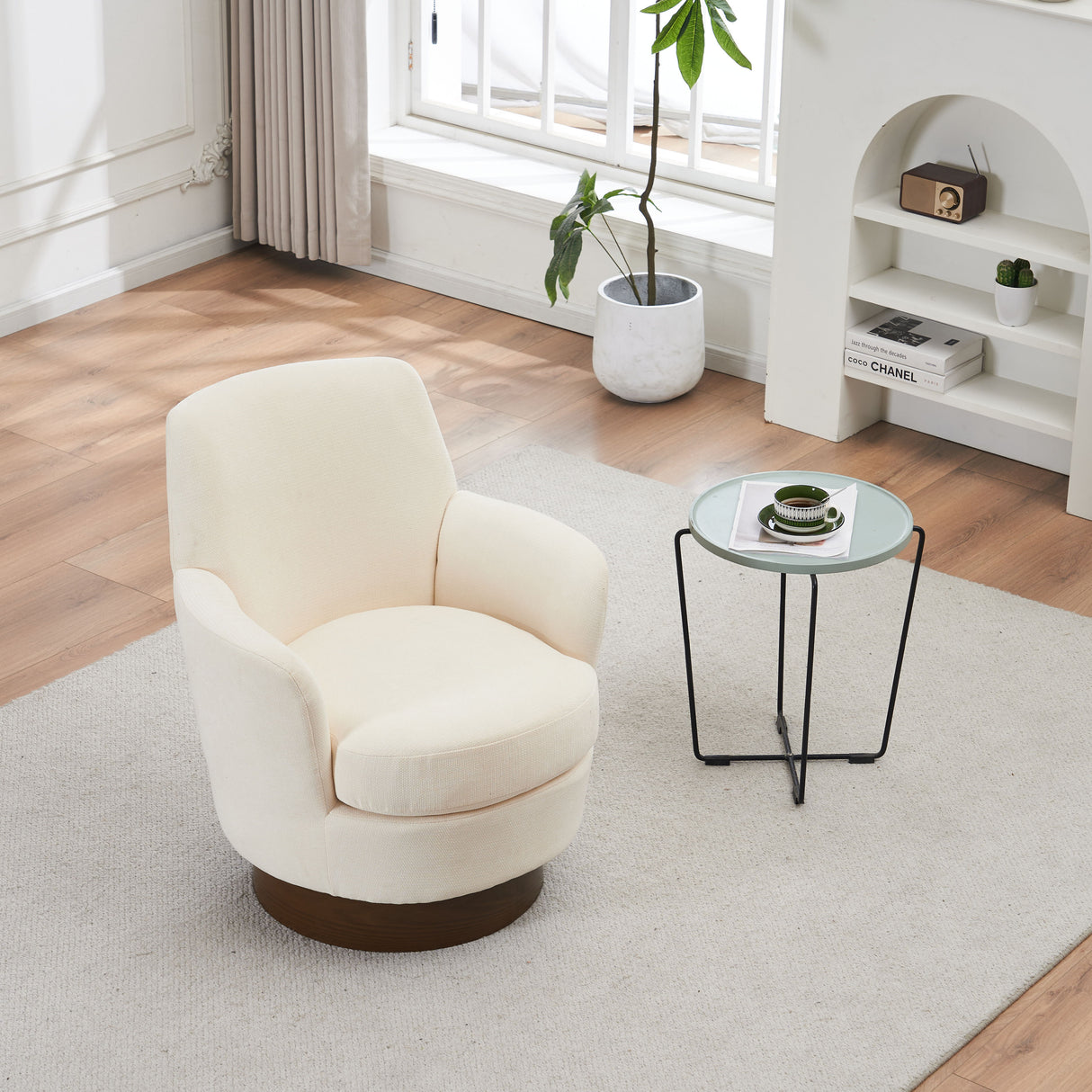 Swivel Accent Chairs Armchair With Stainless Steel Base