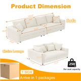 Plush Corduroy 4 Seat Sofa, Modern Comfy Upholstered Sofa Cloud Couch, Deep Seat Couches With Soft Pillows