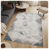 Geometrix - 5'3" X 7'3" Area Rug With Geometric, 3D Effect - Gray / Ivory