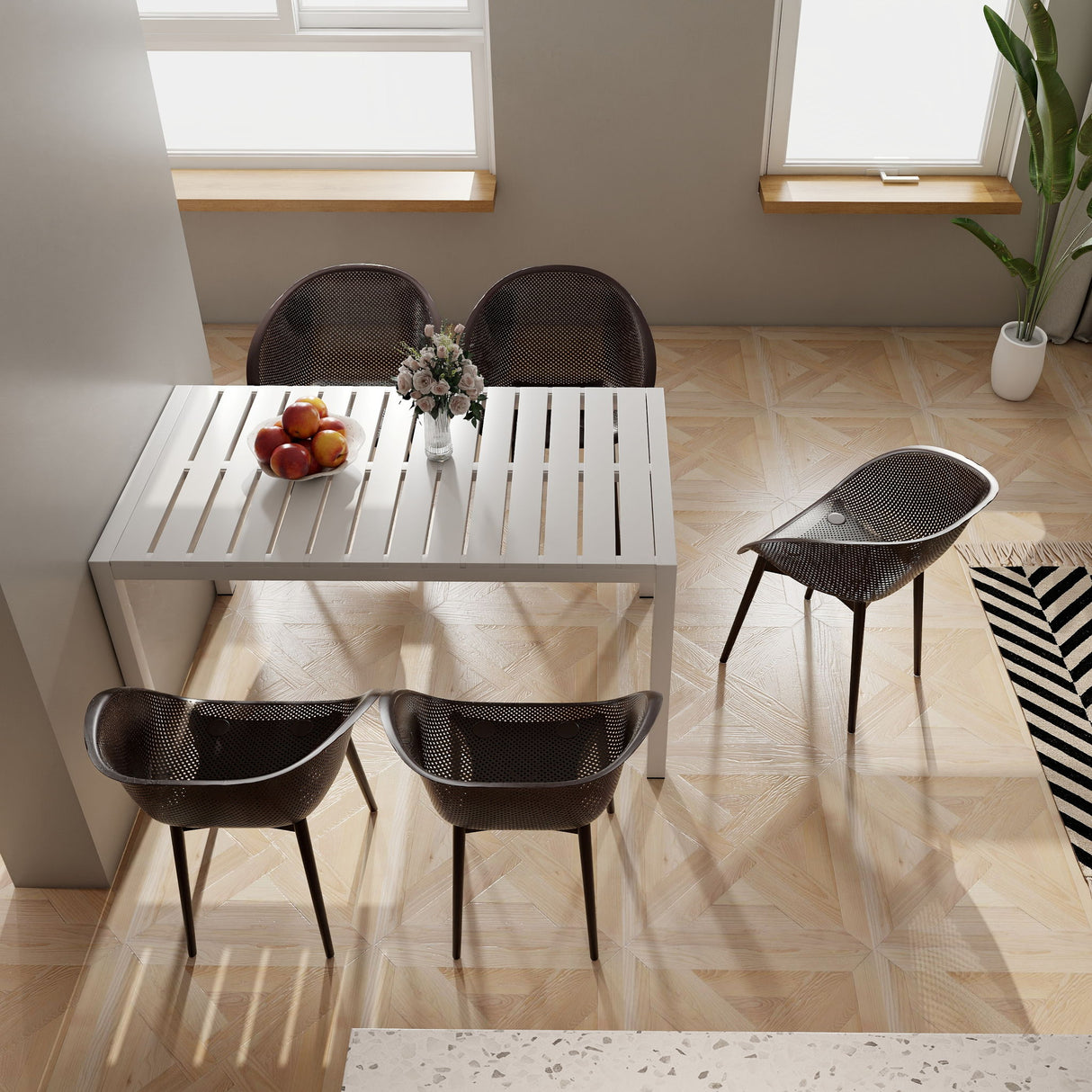 2 Piece Durable Single Chair With Mesh Hollow Out Design