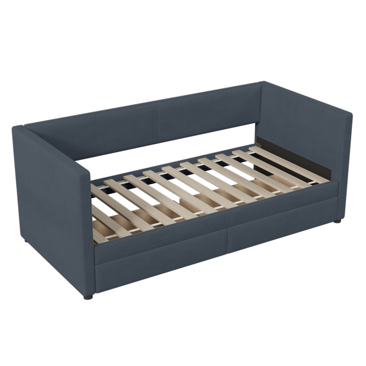 Corduroy Daybed With Two Drawers And Wood Slat