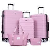 Luggage Set Of 5 Pieces, Expandable Hard Pc Luggage Set With Tsa Lock For Rotating Wheels