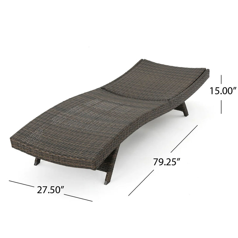 Salem - Wicker Chaise Lounge Adjustable Rattan Outdoor Chair Set - Brown Multi