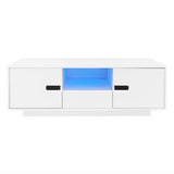 Modern High Glossy Rectangle Coffee Table With 16 Color LED Lights For Living Room