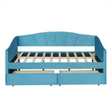 Upholstered Daybed With Two Drawers And Wood Slat