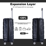 3 Piece Luggage Sets Lightweight & Durable Expandable Suitcase With Two Hooks