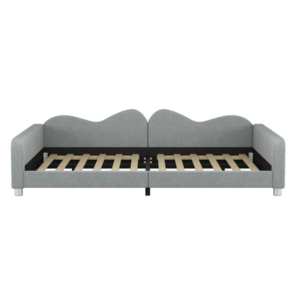 Upholstered Daybed, Sherpa Fabric Sofabed With Cloud-Shaped Backrest
