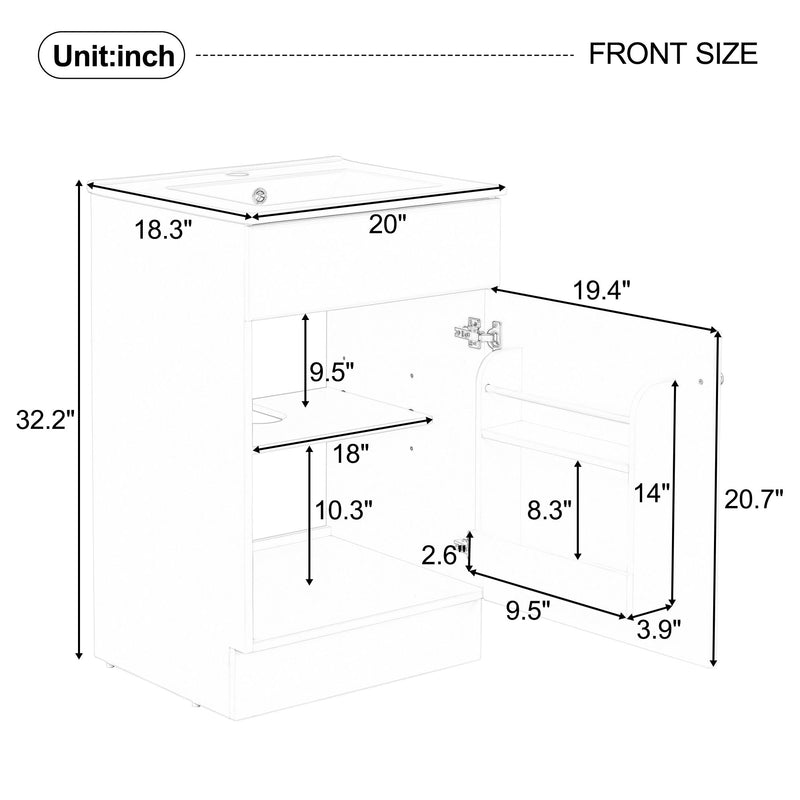 Bathroom Vanity With Sink, Cabinet With Adjustable Shelf
