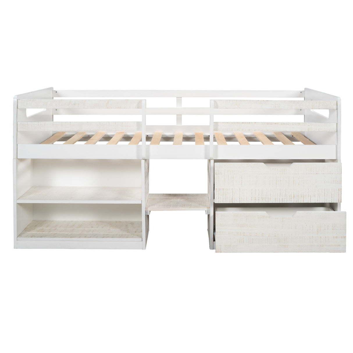 Loft Bed With Two Shelves And Two Drawers
