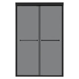 Double Sliding Glass Shower Door 8Mm Tempered Glass With Stainless Steel Frame - Matte Black