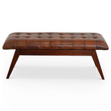 Maja - Mid-Century Modern Leather Bench - Cognac / Dark Brown