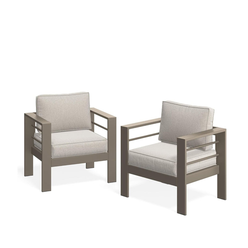 Modern All-Weather Patio Armchairs With Thick Cushions (Set of 2)