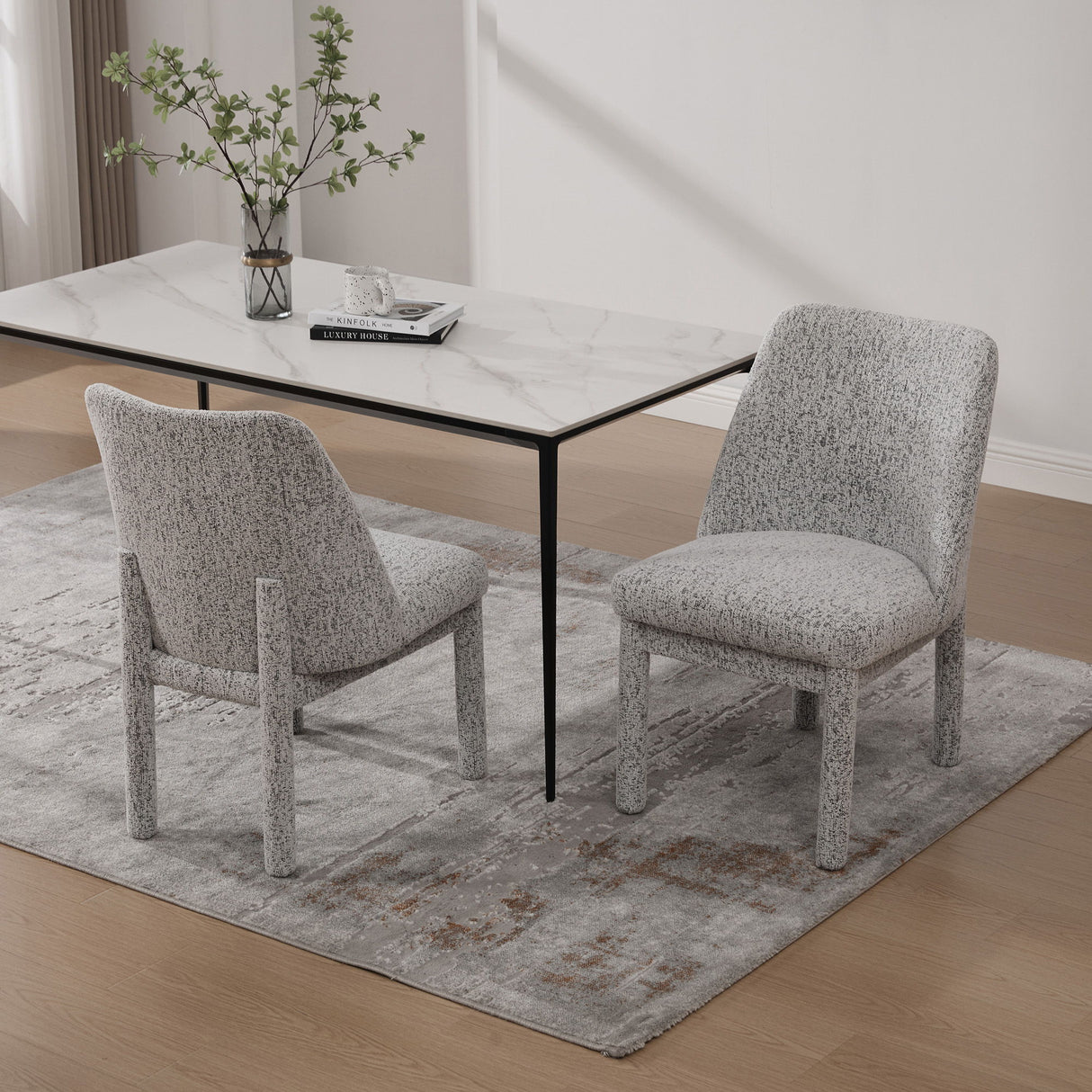 Wide Minimalist Dining Chair (Set of 2)