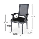 Elegant French Country Style Dining Chair With Cane Backrest