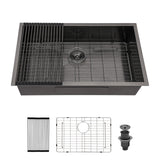 Modern Undermount Stainless Steel Kitchen Sink 16 Gauge, Deep Single Bowl