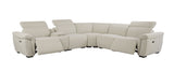 Dayana - Boucle Power Recliner Sectional Sofa For 5 People With Cupholder Console Adjustable Headrest - Beige