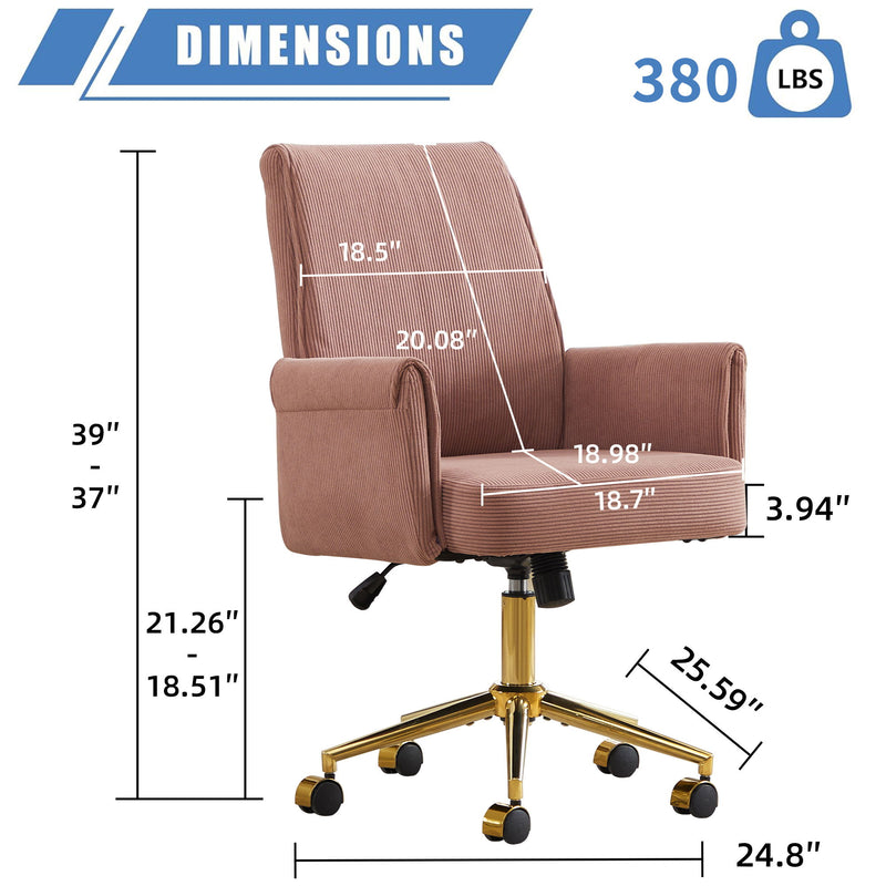 Ergonomic Mid-Back Office Chair With Gold Base