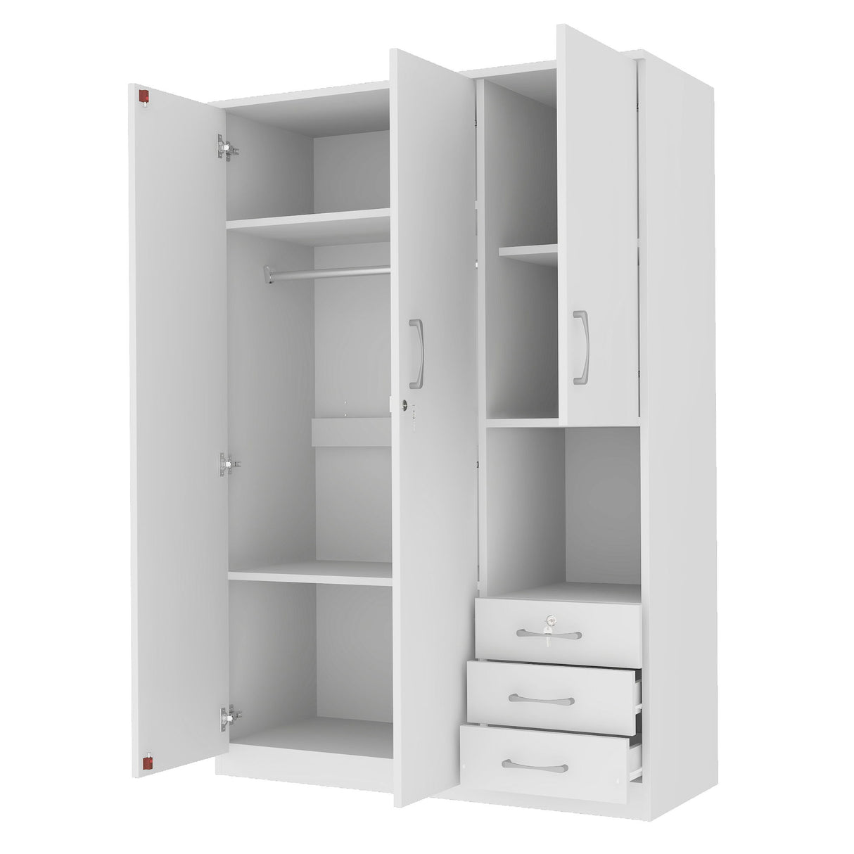 2 Doors Wardrobe Storage For Bedroom With Shelves And 3 Drawers