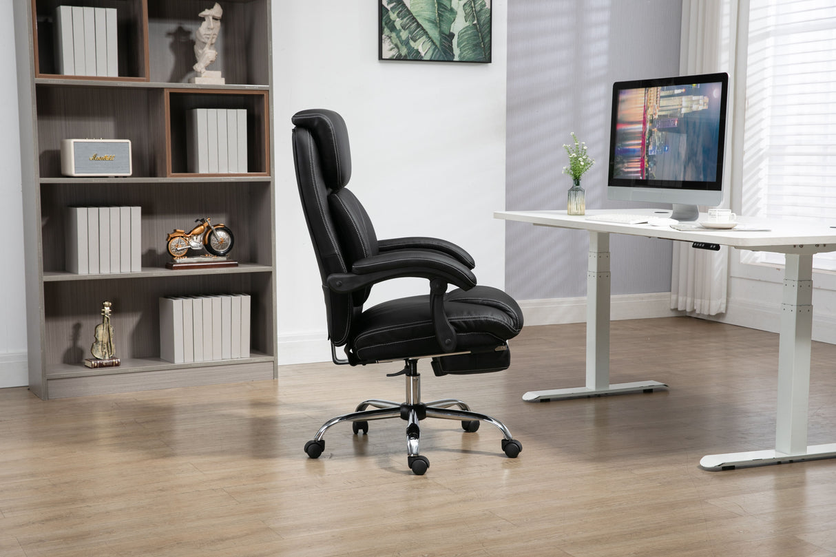 Big And Tall Office Chair, High Back Ergonomic Office Chair With Footrest, Executive Office Chair For Back Pain Relief - Black