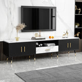 Modern TV Stand With 2 Cabinets & Open Compartments, Entertainment Center For Tvs Up To 80''