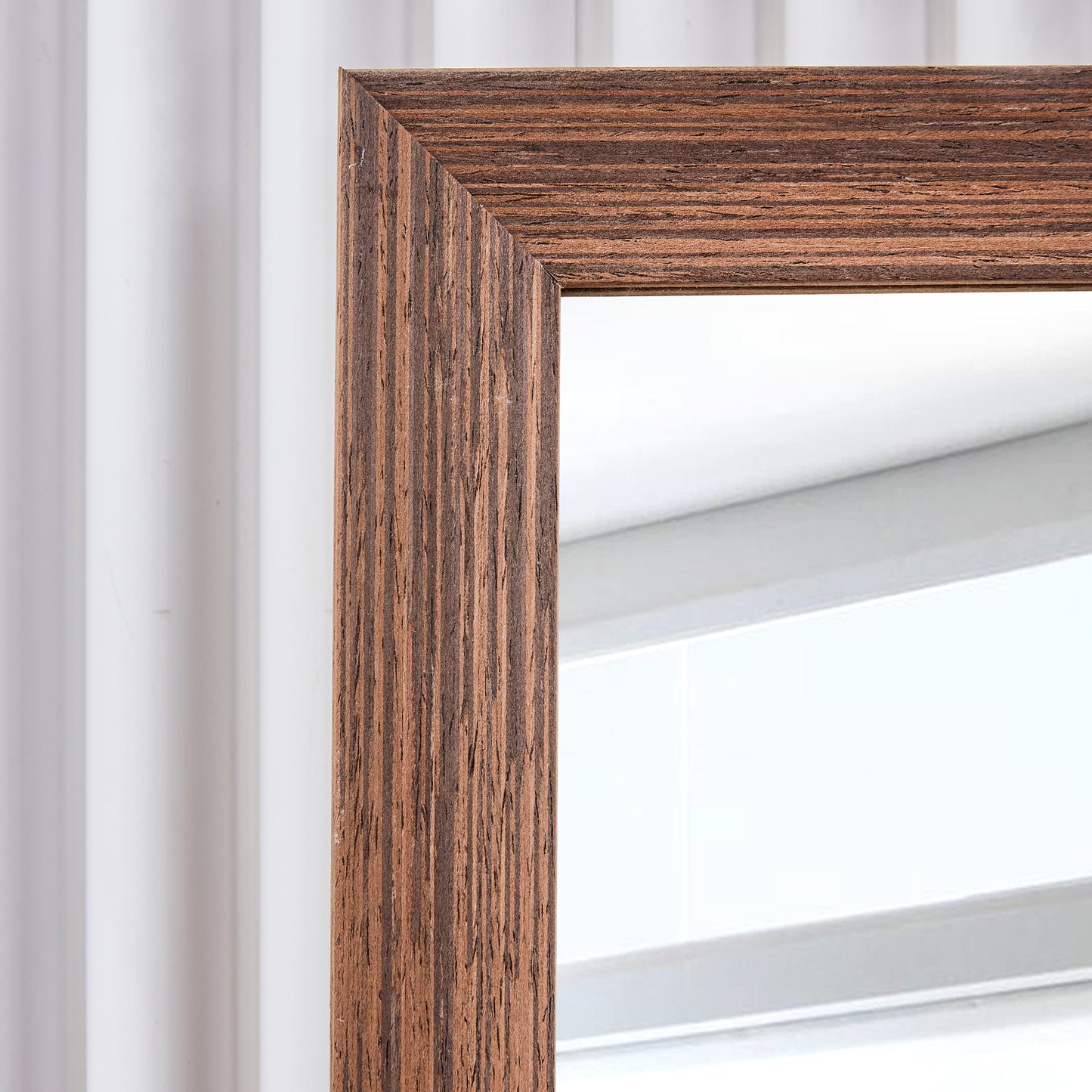 Third generation packaging upgrade, thickened border, brown wood grain solid wood frame full length mirror, dressing mirror, bedroom entrance, decorative mirror, and floor standing mirror.65"*22.8"