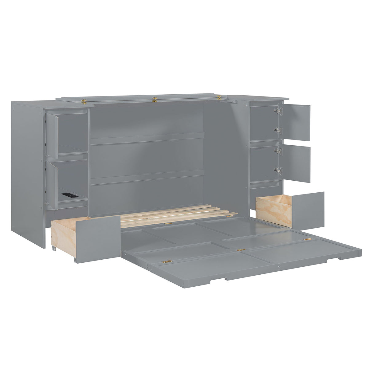 Murphy Bed With Drawers, Cabinets, And USB Ports