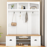 Farmhouse 4 In 1 Hall Tree With Wood Grain Bench And Top