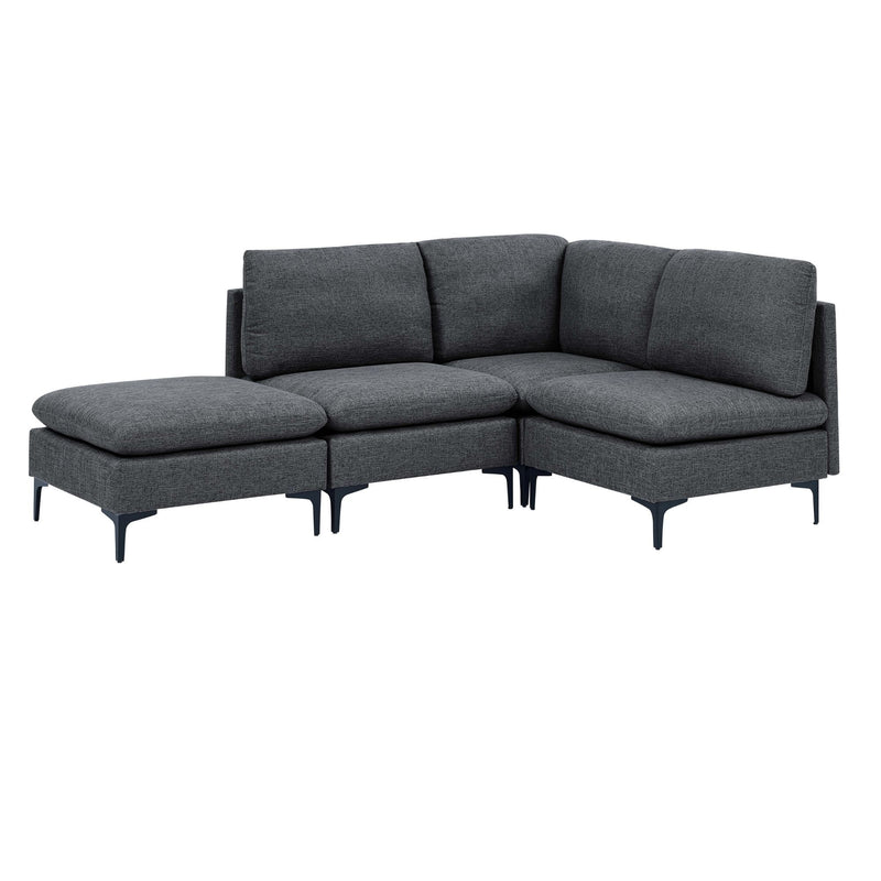 Upholstered Modular Sectional With Tall Legs, Medium Firm Seat
