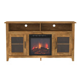 Classic Glass Door Fireplace Tall TV Stand For TVs Up To 65"