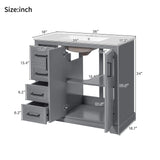 Bathroom Vanity With Sink, Soft Close Doors, Adjustable Shelf & 3 Drawers