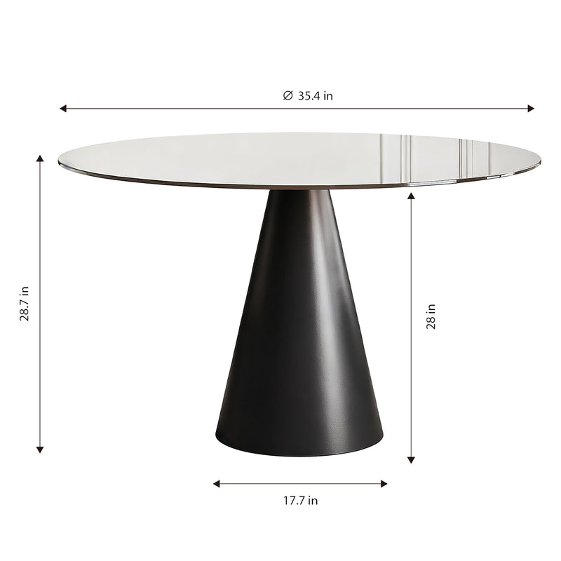 Round Dining Table, For 2 - 4 People - Black / Brown
