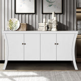 Refined Industrial 4 Door Credenza With Arc Legs & Bronze Clasps