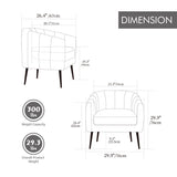 3 Piece Small Living Room Furniture Set, Sofa Loveseat & 2 Armchairs - Ivory