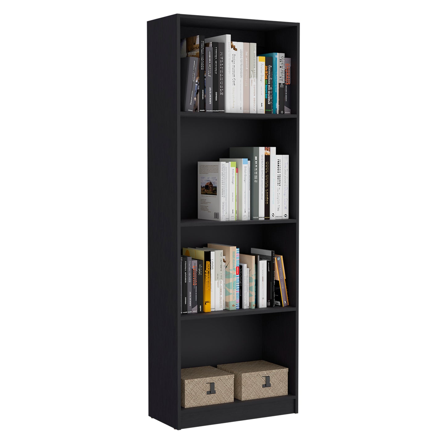 Dupree 4 Piece Home Bookcase set, 91" Wide with 17 Shelves And a Double-Door Cabinet ,  Living Room Set  Black