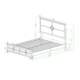 Uriuni - 5 Piece King Bedroom Set With Panel Headboard And LED Lighting - Gold / White