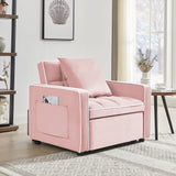 Modern Velvet 3 In 1 Sofa Bed Chair, Adjustable Recliner