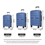 Hardshell Suitcase Spinner Wheels Pp Luggage Sets Lightweight Durable Suitcase With Tsa Lock, 3 Piece Set (20/24/28) - Blue